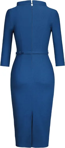 Vista 4 de MUXXN Women's 1950s Vintage 34 Sleeve Elegant Collar Cocktail Evening Dress