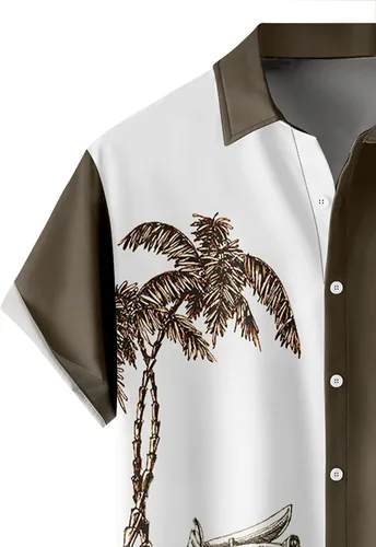 Vista 4 de Camisas hawaianas para hombre, holgadas, de manga corta, camisas de playa para hombre, camisas casuales de resort