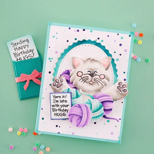 Vista 3 de Spellbinders STP-201 Stampendous Kitty Hugs Faces and Sentiments - Juego de sellos transparentes de The Stampendous Hugs Collection