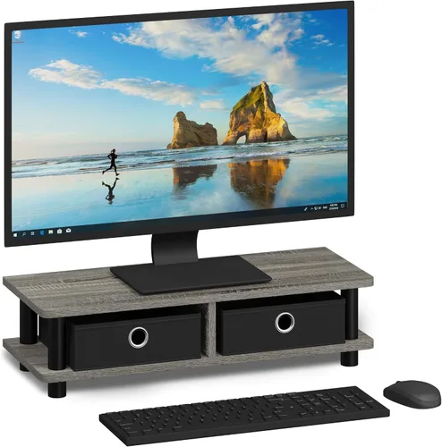 Vista 11 de Furinno Turn-N-Tube - Soporte elevador para monitor de esquina con tubos de acero inoxidable, Americano