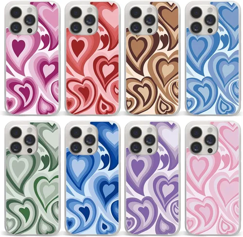 Vista 5 de Fundas con diseño de corazón estético para niñas para iPhone 11, 12, 13, 14, 15, 16 Pro Max Plus Mini, para Samsung Galaxy S21 S22 S23 S24 S25 Ultra