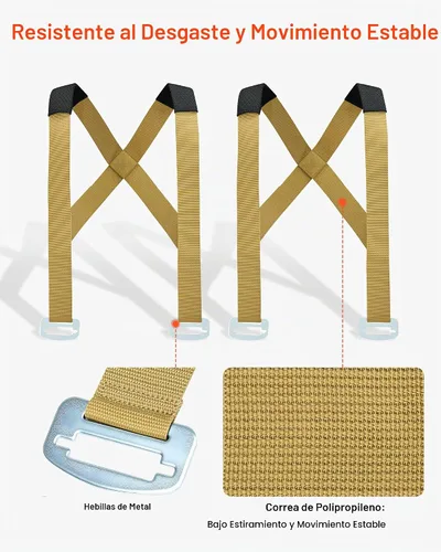 Vista 5 de VEVOR - Correas de mudanza, sistema de elevación para 2 personas con 2 correas de arnés, 2 de carga y 1 manual, correas ajustables para elevar