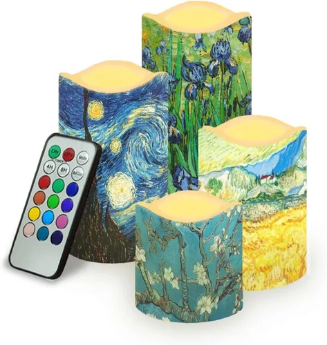 Vista 22 de Ystardream Velas sin llama de hojas tropicales con control remoto que funcionan con pilas, velas LED realistas con control remoto y temporizador