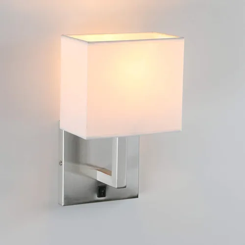 Vista 7 de PERMO Juego de 2 lámparas de pared individual con pantallas textiles blancas y botón de interruptor de encendido/apagado, pequeñas lámparas modernas