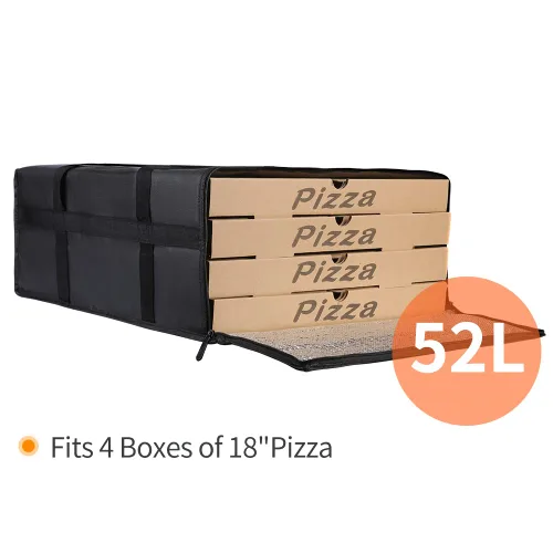 Vista 4 de Bodaon Bolsa de entrega de pizza aislada, 20" x 20" x 8" bolsas calentadoras de pizza para mantener caliente, bolsa aislada para entrega de Negro