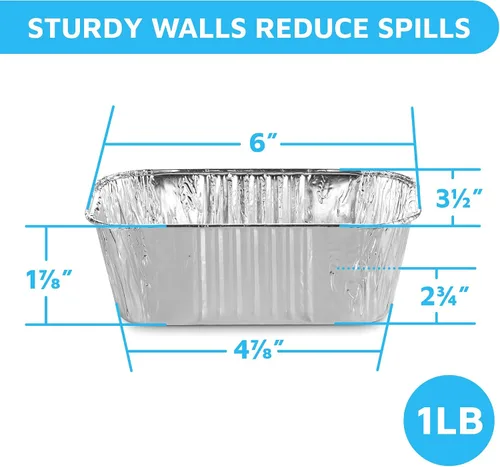 Vista 2 de MontoPack Sartenes desechables de aluminio para pan Tamaño estándar profundo de 15.2 x 8.9 cm, recipientes de papel de aluminio extra grueso