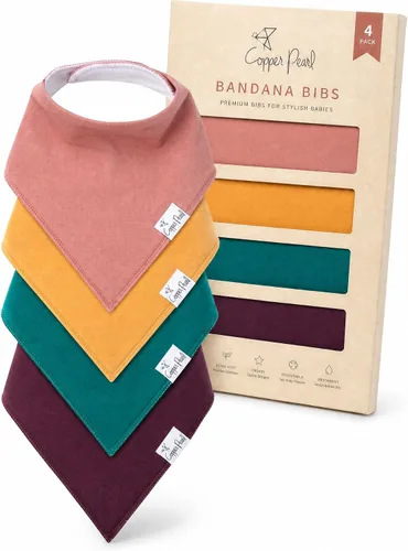 Vista 32 de Copper Pearl Baberos para bebé, paquete de 4, baberos estampados tipo bandana para bebé niña y niño, baberos de algodón suave para la dentición