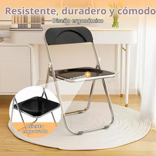 Vista 6 de JPBSTO Paquete de 2 sillas plegables de plástico negro, par ejecutivo apilable para oficina, sala de conferencias, área VIP (capacidad de 300 libras)