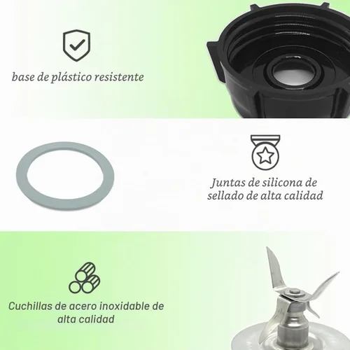 Vista 2 de Para Oster Blender Piezas de Repuesto Blender Cuchilla de Trituradora de Hielo con Tapa Base de Tarro y Cuatro Juntas De Anillo De Sellado De Anillo