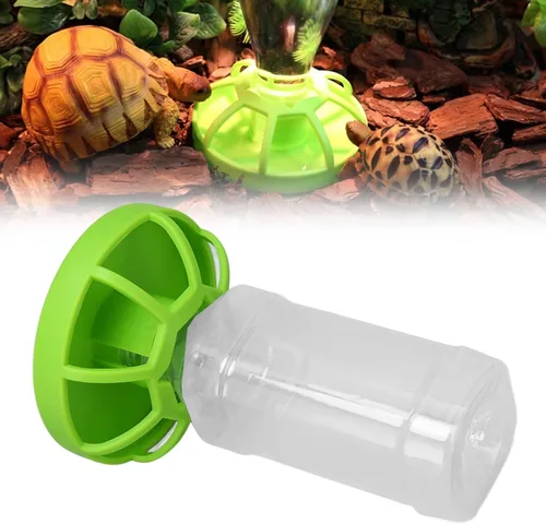 Vista 2 de Asixxsix Comedero de agua para reptiles, dispensador de agua de reptiles de relleno automático extraíble, plato redondo para tortuga, alimentador