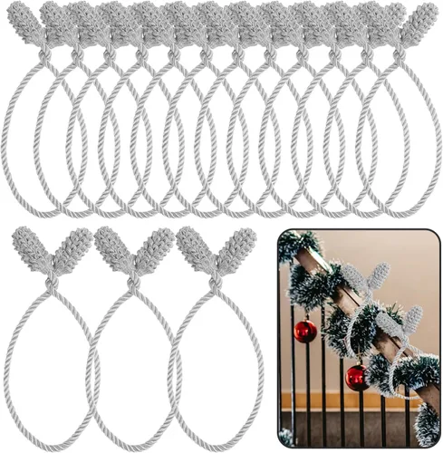 Vista 11 de DIYASY Lazos para Guirnaldas de Escalera, 12 Piezas Lazos Decorativos Rojos y Blancos para Barandillas de Escaleras Lazos de Torsión Envolturas