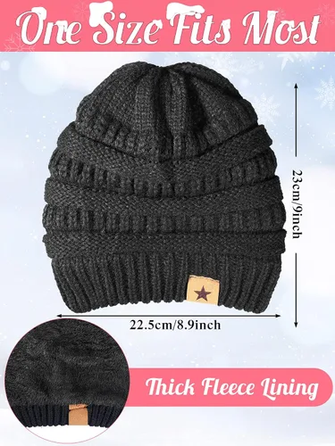 Vista 2 de Juego de 6 guantes de invierno, 3 sombreros de punto de invierno y 3 pares de guantes cálidos para pantalla táctil para mujeres y hombres al aire