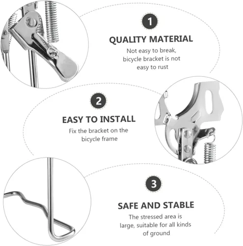 Vista 2 de Kisangel Soporte ajustable para bicicleta de hierro, 20 pulgadas, plateado