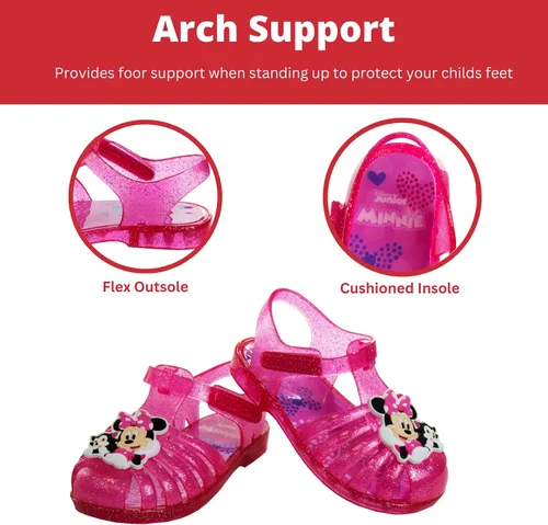 Vista 3 de Disney Sandalias de gelatina de personajes favoritos para niñas, sandalias de ballet de verano para playa (rosaazul) (bebéniño pequeño)