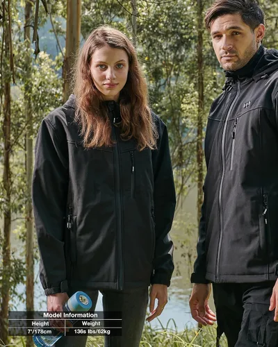 Vista 8 de ARRIS Chaqueta térmica para mujer, impermeable, con batería de 7,4 V y capucha desmontable, 8 zonas de calefacción