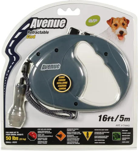 Vista 2 de Avenue - Correa retráctil para perros (26 pies, tamaño grande), color gris