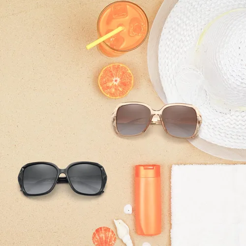 Vista 7 de Oversized Polarized Sunglasses for Women Large Fashion Designer Shield Square Sparkling Frame UV Protection