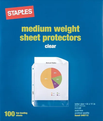 Vista 8 de Staples Protectores de sábanas pesados, 8.5 x 11 pulgadas, transparentes