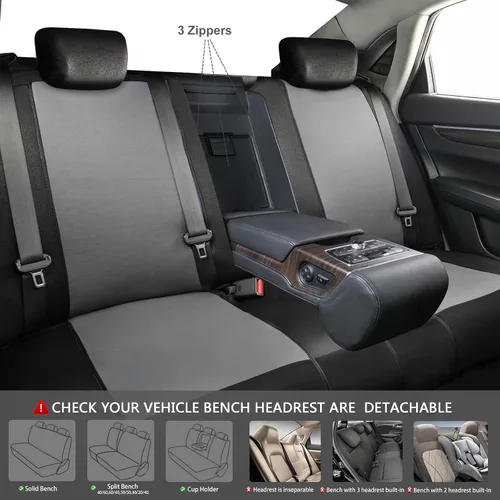Vista 4 de CAR PASS Juego completo de fundas de asiento de automóvil transpirables de malla de aire 3D en tela, ajuste universal compatible con el 95%