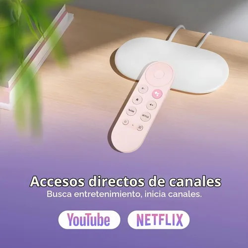 Vista 6 de Sustitución por voz para mando a distancia de Google Chromecast, para control remoto de Google TV y transmisor de Google TV (Rosa)
