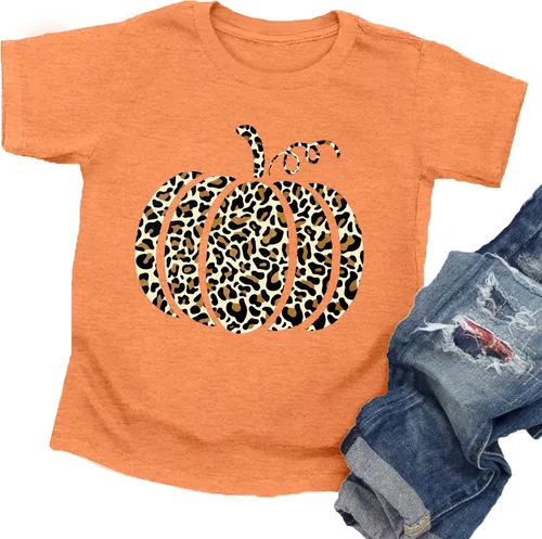 Vista 7 de Toddler Boys Girls Halloween Shirts Pumpkin T Shirt Kids Short Sleeve Cute Graphic Tee Tops