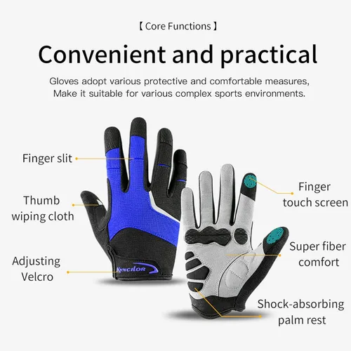 Vista 2 de KynciLOR Guantes de ciclismo para mujer y hombre, guantes de ciclismo con dedos para pantalla táctil y almohadillas de palma con silicona