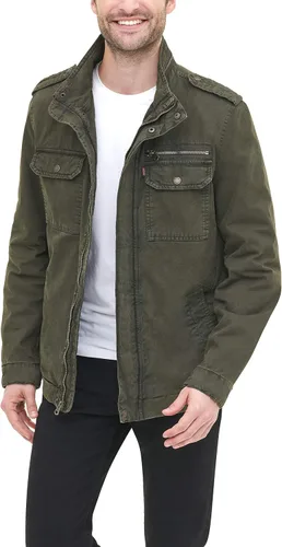 Vista 2 de Levi's Chaqueta militar de algodón lavado grande y alto para hombre