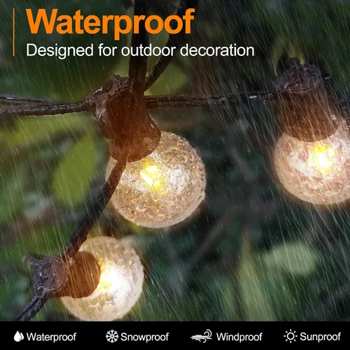 Vista 2 de Guirnalda de luces solares para exteriores, impermeables, luces solares de 48 pies para patio con bombillas Edison inastillables, luces solares