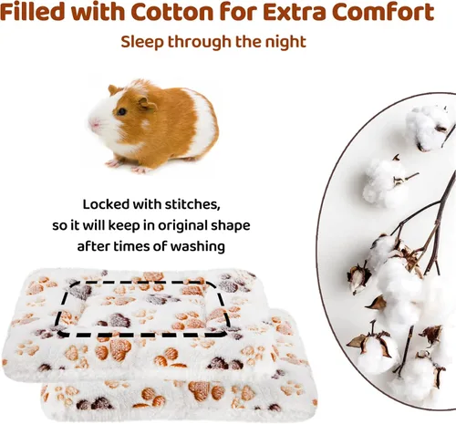 Vista 5 de Amakunft Tapete de cama lavable de conejillo de indias, 2 piezas, almohadilla de invierno de conejo para interiores, colchones cálidos de cama