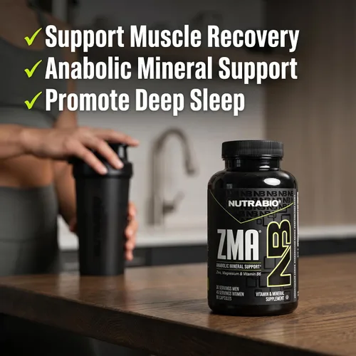 Vista 3 de NutraBio ZMA Suplementos para hombres y mujeres - Suplementos de zinc y magnesio para apoyar los niveles hormonales - Dormir - Recuperación muscular