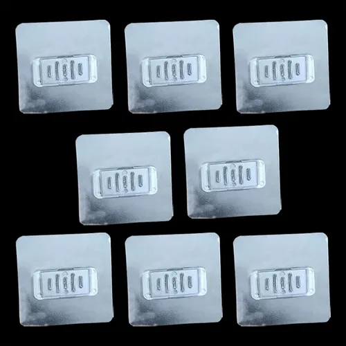 Vista 6 de 6 piezas de 2.8 cm Adhesivo rectangular para estante de ducha, pegatinas de reemplazo transparentes autoadhesivas cuadradas sin perforación para 2.8