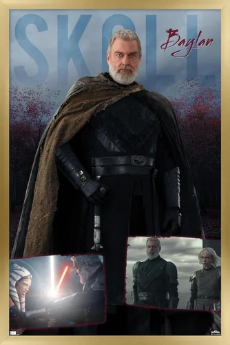 Vista 14 de Trends International Star Wars: Ahsoka - Póster de pared Baylan Skoll, 14.72 x 22.37 pulgadas, versión enmarcada de madera de granero