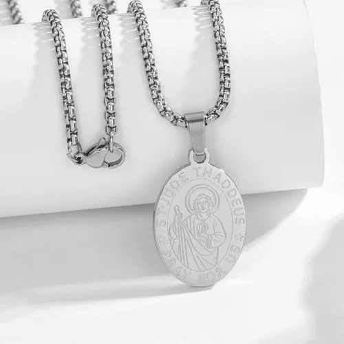 Vista 3 de Collar de San Miguel, San MiguelVirgen MaríaRafaelJudeCristóbalBenedictoJoséPatrickFranciscoFlorianThomasAnthony, acero inoxidable, 24