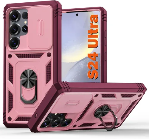 Vista 79 de PASNEW Funda militar para iPhone 13 Pro Max, cubierta de cámara deslizante y soporte de anillo de metal de 360°, carcasa rígida multicapa resistente