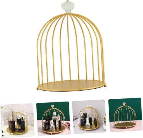 Vista 4 de Beavorty Estante de almacenamiento de hierro forjado, vitrina cosmética, organizador de encimera de maquillaje, soporte para plantas, collar
