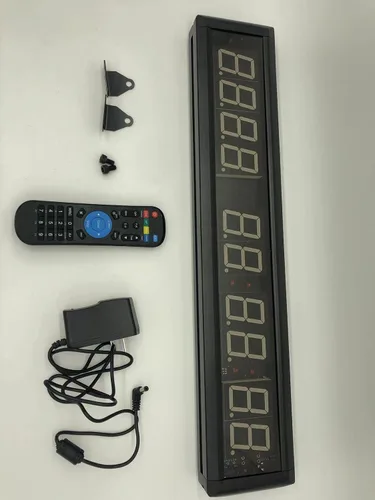 Vista 6 de AZOOU 1.8 pulgadas 10 dígitos color rojo temporizador LED cuenta regresiva/arriba montado en la pared reloj con días horas minutos segundos