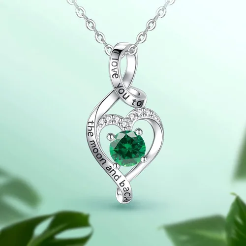 Vista 9 de CELESTIA Collares de plata de ley 925 con piedra natal para mujer, cadena de 18 pulgadas