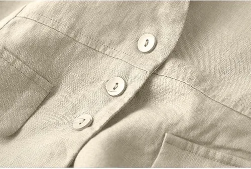 Vista 4 de UATKIMI Chaleco de lino de algodón para mujer, casual, holgado, cuello en V, sin mangas, chaqueta, Beige