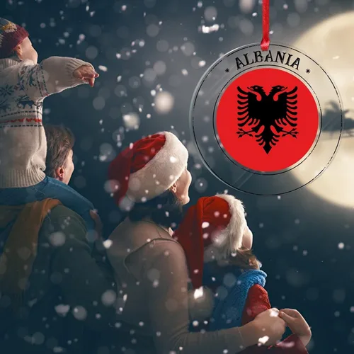 Vista 6 de Bandera de Albania, silueta de adorno de Navidad para niños, bandera nacional, recuerdo, decoraciones de Navidad de Albania, regalos de recuerdo