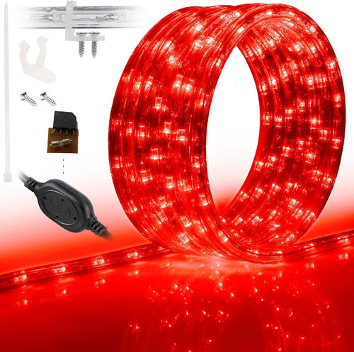 Vista 30 de Cuerda de luces LED de 10 pies, permanente, impermeable, conectable, flexible, con tubo de PVC transparente, certificado ETL, iluminación festiva