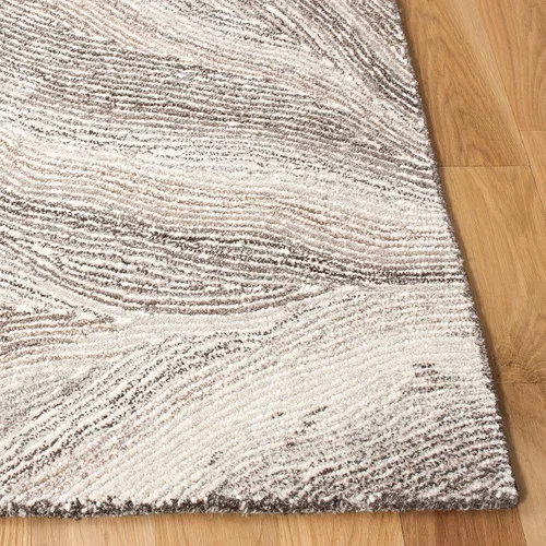 Vista 2 de SAFAVIEH Metro Collection - Alfombra decorativa de 2 x 3 pies, marfil y marrón, hecha a mano, lana abstracta moderna, ideal para zonas de alto