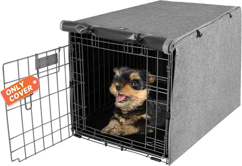 Vista 14 de X-ZONE PET - Funda impermeable para jaula de perro, 24 pulgadas, color negro con ventana