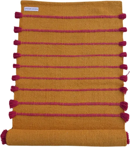 Vista 28 de Jaipur Art & Rugs - Alfombra de yoga de algodón, respetuosa con el medio ambiente, tejida a mano, gruesa (0.945 x 2.835 x 0.197 in)