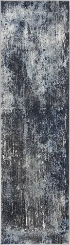 Vista 3 de SAFAVIEH Galaxy Collection - Alfombra para pasillo, 2 pies 3 pulgadas x 8 pies, carbón y azul, diseño abstracto moderno, no desprende pelusa