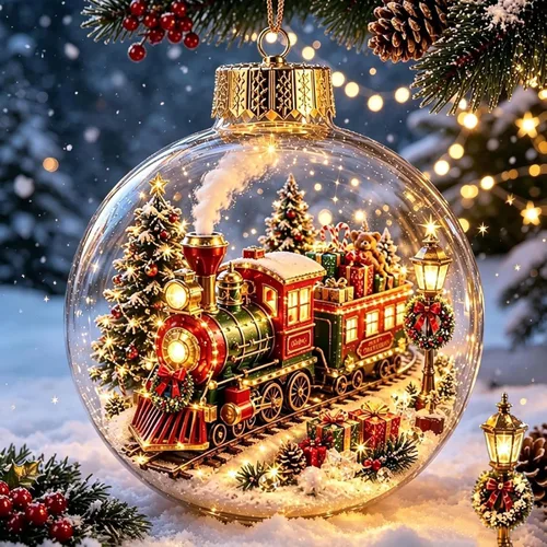 Vista 12 de Glowing Christmas Story Ornament – Resin Light Up Ball for Tree (A)