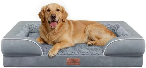 Vista 144 de Comfort Expression - Cama ortopédica para perros medianos, 28 x 19 pulgadas, cama impermeable y de apoyo de espuma con cojines removibles, sofá