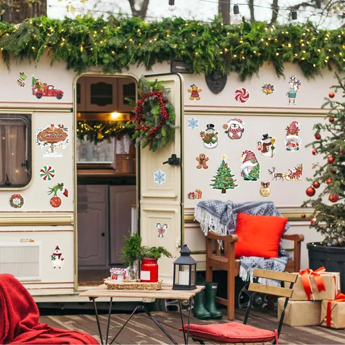 Vista 7 de 12 Piezas de Imanes de Navidad para Refrigerador, Decoración Magnética para Nevera, Calcomanías de Coche de Navidad, Imanes de Árbol de Navidad