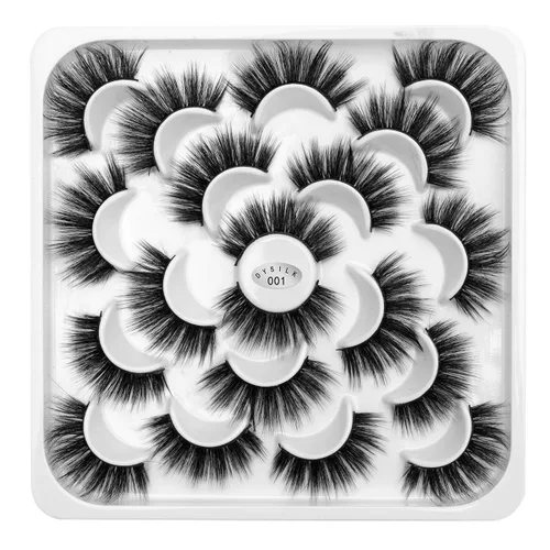 Vista 8 de DYSILK - 10 pares de pestañas de visón 6D, pestañas postizas dramáticas de volumen grueso pestañas postizas naturales suaves extensión maquillaje