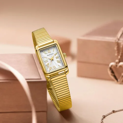 Vista 5 de Relojes dorados para mujer, pulsera pequeña, delicada caja rectangular, reloj de pulsera vintage, reloj de pulsera de cuarzo para mujer, para el día
