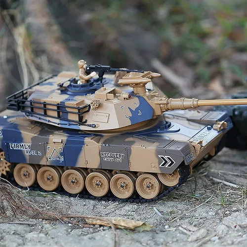 Vista 9 de fisca Tanque de control remoto M1A2 RC 1/18 con 2.4 GHz, 15 canales, fumar - Tanque de batalla principal Abrams que juguete militar para niños